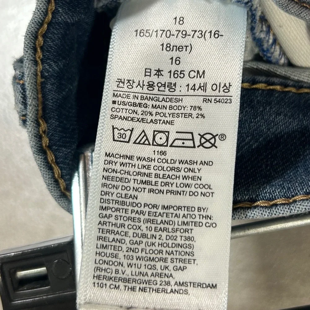 Gap Kids Boys Original Straight Fit Jeans Medium Wash Blue Size 18 Adjustable‎